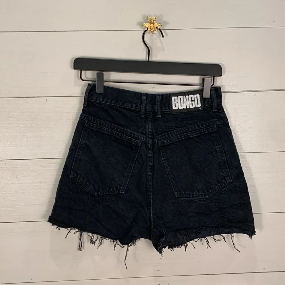 Vintage bongo black denim cut off high waist jeans shorts women’s size 5 cotton